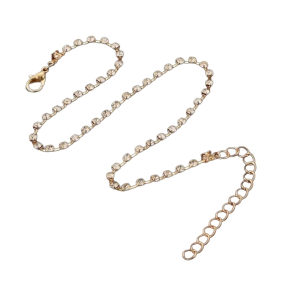 Rhinestone Choker Necklace Party Formal Casual Silver Gold - Picture 3 of 15